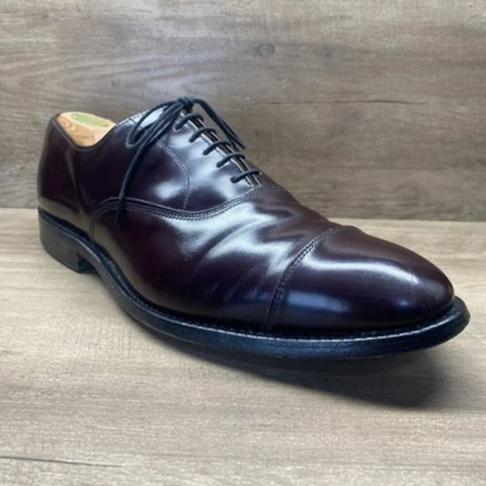Allen Edmonds Park Avenue Cap Toe Oxfords Mens‎ 10 D5675 Burgundy Leather USA